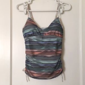 Prana Tankini Top Ruched Sides Built-in Bra